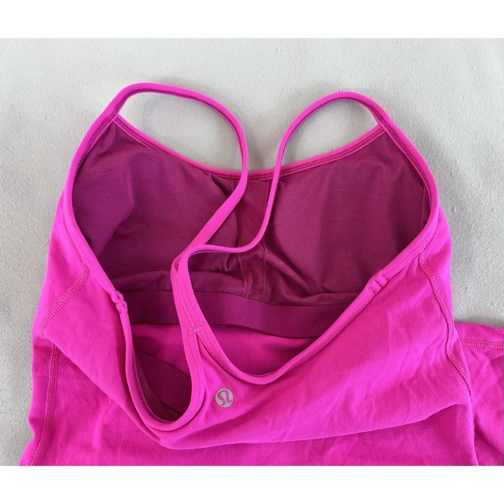 Lululemon Womens Pink Tank‎ Top Sleeveless Racerback Strap sports bra Size-6